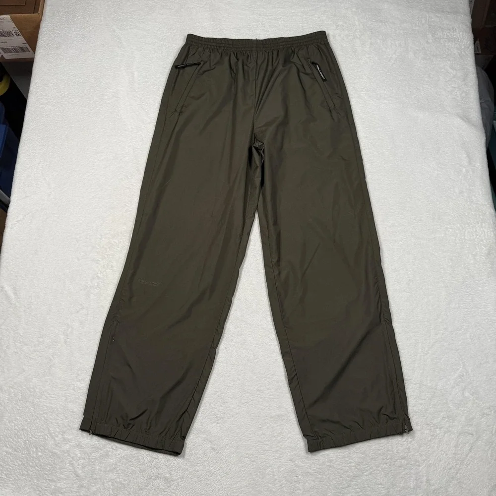 Polo Sport Ralph Lauren Pants Mens Large Olive Green Track Wind Pants Ankle Zips
